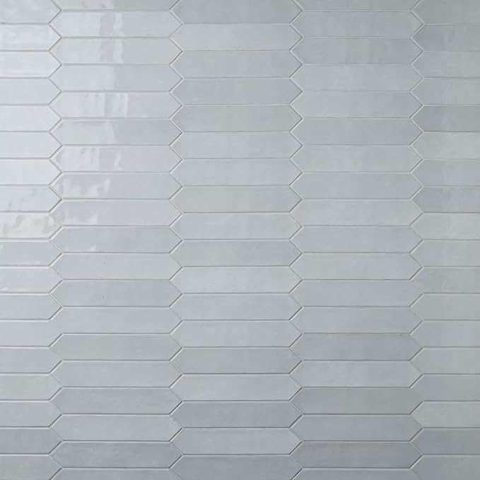 M S International Renzo Sky Glossy Ceramic Picket Wall Tile for Bathroom, Kitchen Backsplash, Accent, and Shower - Sample