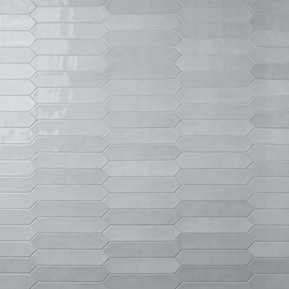 M S International Renzo Sky Glossy Ceramic Picket Wall Tile for Bathroom, Kitchen Backsplash, Accent, and Shower - Sample