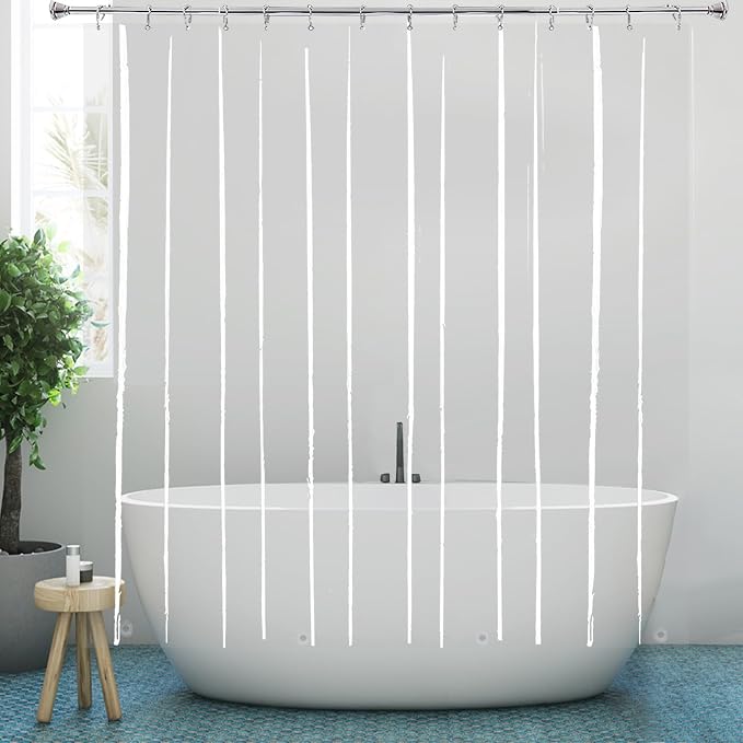 Clear 84x84 Shower Curtain Liner, Extra Long Waterproof Heavy Duty | Transparent Plastic Peva Vinyl Waterproof Bathroom Shower Curtain Sets with 4 Magnets and Metal Hooks