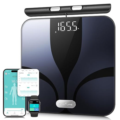 Posture Scale for Body Weight and Fat, Smart Digital Bathroom Scale BMI Weighing Bluetooth Body Fat Scale, 8 Electrode Body Fat Scale, Full Body Composition Analyzer with Voice Prompt