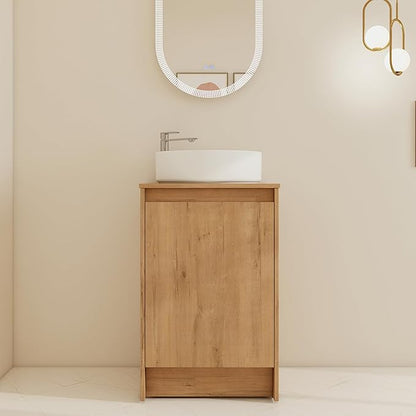20'' Freestanding Bathroom Vanity with Sink, 20 Inch Floor Stand Cabinrt Set, Modern Vanity Cabinet with Soft-Closed Door, Space Saving Design for Small Bathroom, White Ceramic Basin