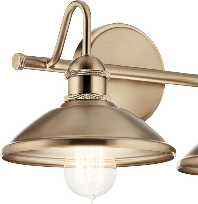 Kichler Clyde 2-Light Bathroom Vanity in Champagne Bronze, Elegant Fixture for Bathrooms (17" W x 7.5" H x 8.25" D), 45944CPZ