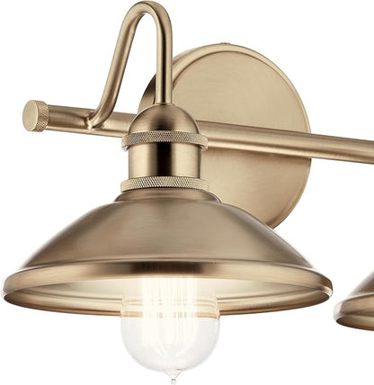 Kichler Clyde 2-Light Bathroom Vanity in Champagne Bronze, Elegant Fixture for Bathrooms (17" W x 7.5" H x 8.25" D), 45944CPZ