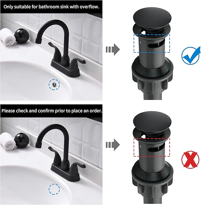 2 Handle Black Bathroom Sink Faucet - 4 Inch Centerset Faucet Bathroom 2 or 3 Hole Lavatory Faucet Bathroom Vanity Sink Faucets with Pop-up Drain and Supply Lines Matte Black