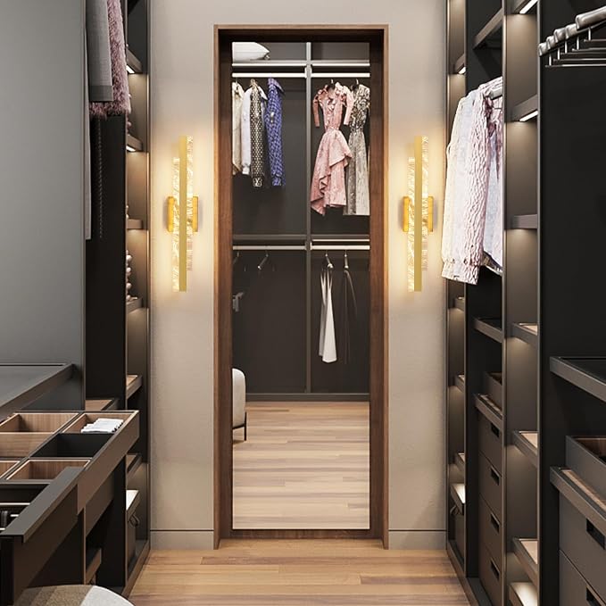 Modern Bathroom Vanity Light: Brushed Gold 24 inch 28W Dimmable LED Bath Bar Light Fixtures Over Mirror - Wall Sconce Picture Lights for Paintings Cabinets Bedroom 3000k