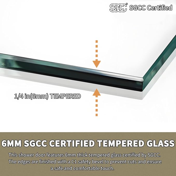 36x36x71-Inch Golden Shower Enclosure, 1/4"(6mm) SGCC Clear Tempered Glass | SGCC-certified, Double Sliding Corner Shower Door, Stainless Steel Handle&Tracks, Easy to Assemble, Base No Included