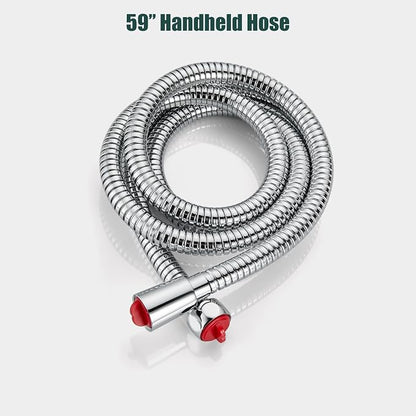 Heyalan Hand-held Shower Head Set-SUS304 Handheld Shower,Polished Chrome | SUS304 stainless steel wand, straight-style design, single rain spray, 59-inch long hose and standard 1/2-inch connection