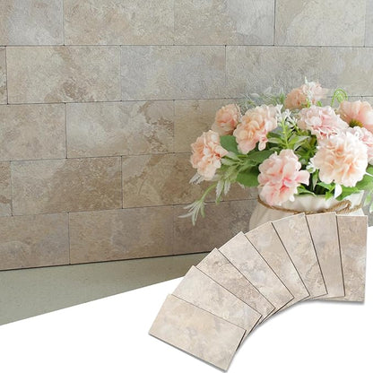 Yipscazo 2026 New Upgrade Peel and Stick backsplash 3 x 6 Inches, Backsplash Tile Peel and Stick Tile for Kitchen, Bathroom, Laundry Room, Fireplace(Beige Rocks Stone, 160 Pieces)