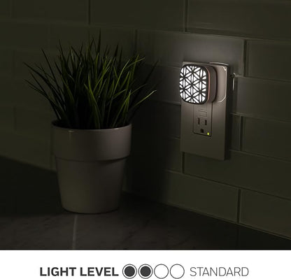 Lights By Night Decorative LED Night Light, Brushed Nickel Flower Design | Plug-in, Dusk to Dawn Sensor, UL-Certified, Home Decor, Ideal for Bedroom, Bathroom, Kitchen, Hallway, 54744, 2 Pack