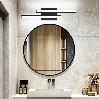 Bathroom Light Fixture Over Mirror Retractable Vanity Light Bar | 5CCT 24 Inch Modern LED Dimmable Black Bathroom Lamp IP44 25W 2200LM - Wall Light Fixture ETL Certified (2 Pack)