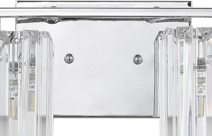 JONATHAN Y 4.75" Chrome 3-Light Vintage Glam LED Vanity Light Wall Sconce Fixture with Clear Crystal Prism Shade, Hardwired Wall Lamp for Bathroom Mirror Hallway, LED Bulb Included (JYL3554A)