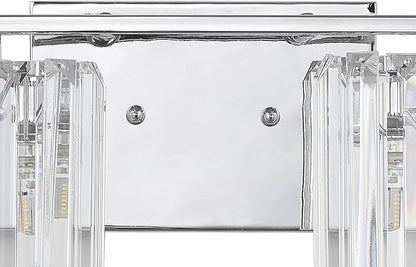 JONATHAN Y 4.75" Chrome 3-Light Vintage Glam LED Vanity Light Wall Sconce Fixture with Clear Crystal Prism Shade, Hardwired Wall Lamp for Bathroom Mirror Hallway, LED Bulb Included (JYL3554A)