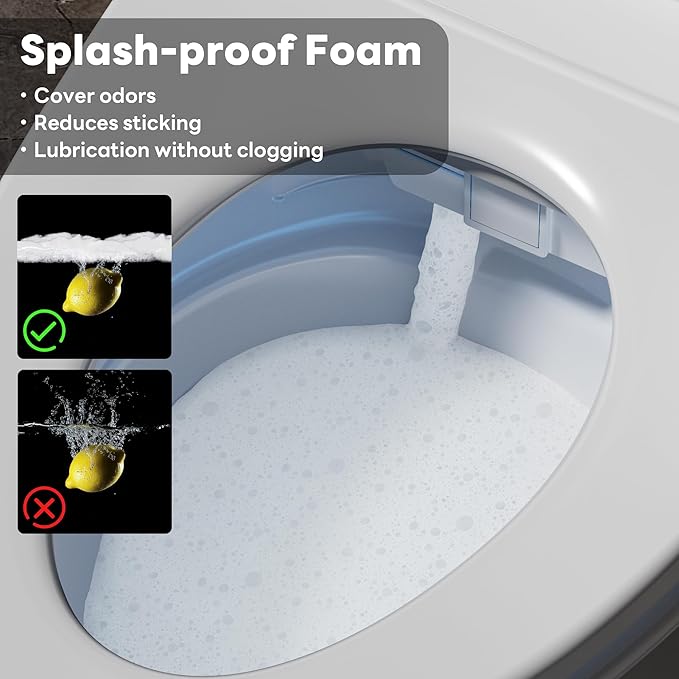Smart Toilet with Bidet Built in, Luxury Bidet Toilet with Tank, Foam Dispenser for Self-Cleaning Shield, Heated Seat, Instant Warm Water & Dryer, Pump-Assist & Kick Flush, Digital Display