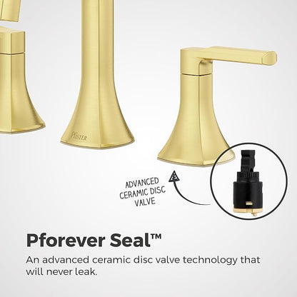 Pfister Vaneri Bathroom Sink Faucet, 8-Inch Widespread, 2-Handle, 3-Hole, NSF Certified, Brushed Gold Finish, LF049VRIBG