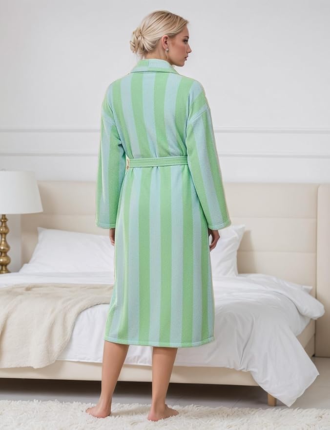 Women Fleece Fruit Print Robe Cute Robes for Women Spring Summer Lightweight Bathrobe Soft Flannel Gown with Belt