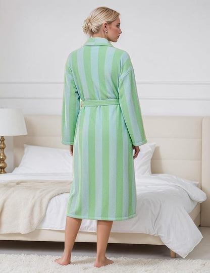 Women Fleece Fruit Print Robe Cute Robes for Women Spring Summer Lightweight Bathrobe Soft Flannel Gown with Belt