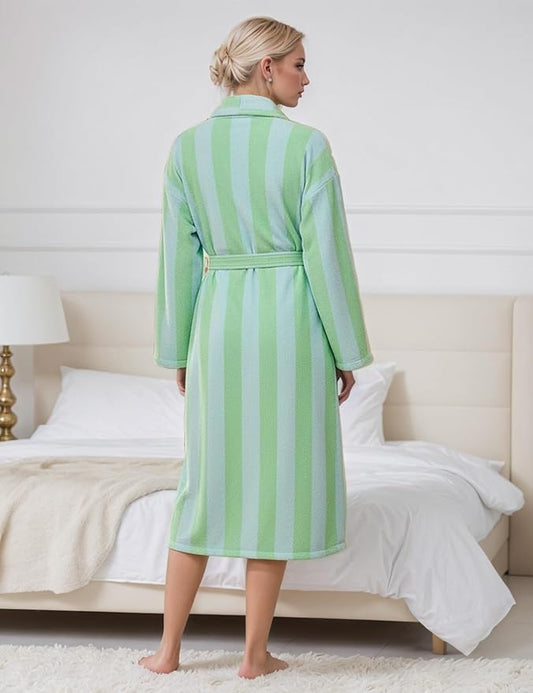 Women Fleece Fruit Print Robe Cute Robes for Women Spring Summer Lightweight Bathrobe Soft Flannel Gown with Belt