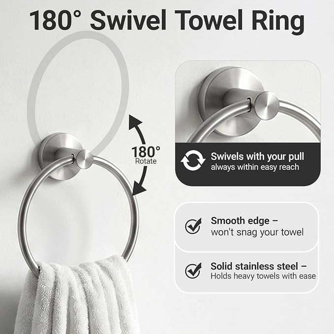 24-Inch Wall Mounted Towel Racks for Bathroom, 4-Piece Towel Bar Set | Rust-Resistant SUS 304 Stainless Steel, 4-Piece Towel Bar Set, sturdy wall mount, space-saving humid bath towel storage rack