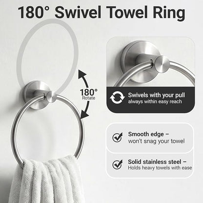 24-Inch Wall Mounted Towel Racks for Bathroom, 4-Piece Towel Bar Set | Rust-Resistant SUS 304 Stainless Steel, 4-Piece Towel Bar Set, sturdy wall mount, space-saving humid bath towel storage rack
