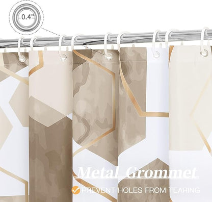 Litabel Extra Long Geometric Shower Curtain for Bathroom, 72x84 | Extra Long Modern Minimalist Shower Curtais, Beige Geometric Art Print Abstract Waterproof Bath Curtain