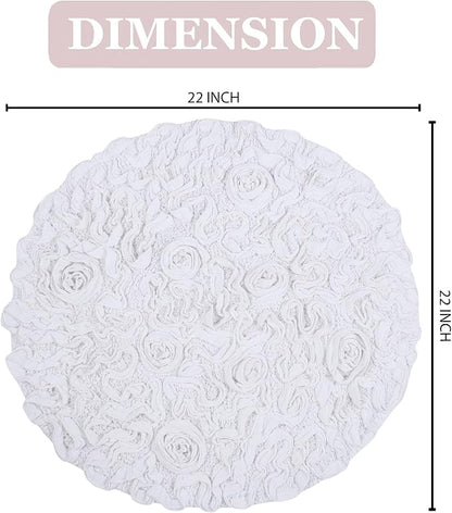 Home Weavers Bell Flower Collection 100% Cotton Tufted Bath Rugs, Extra Soft and Absorbent Bath Rugs, Non-Slip Bath Mats, Machine Washable, Bath Mats for Bathroom Floor and Tub, 22" Round, White