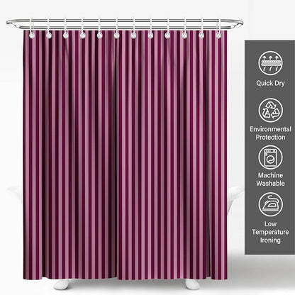 Modern Striped Shower Curtain 72x72, Elegant Classic Bathroom Decor | Vertical Pink and Purple Lines Bathroom Decor,Include Hooks,Waterproof Polyester Fabric,Abstract Geometric Shower Curtain
