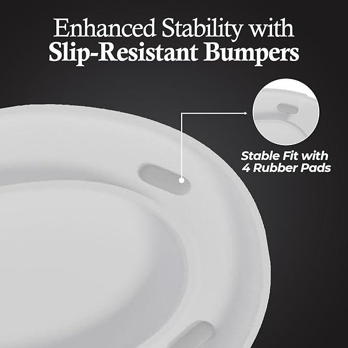 Safe Buns Round Toilet Seat - Patented Dual Lock Rims with Four Slip-Resistant Bumpers - Soft Close Toilet Seat with 100% Polypropylene for Durability - Easy Clean & Universal Fit for all Toilets