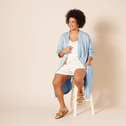 Amazon Essentials Women's Lightweight Cotton Waffle Mid-Length Bathrobe (Available in Plus Size)
