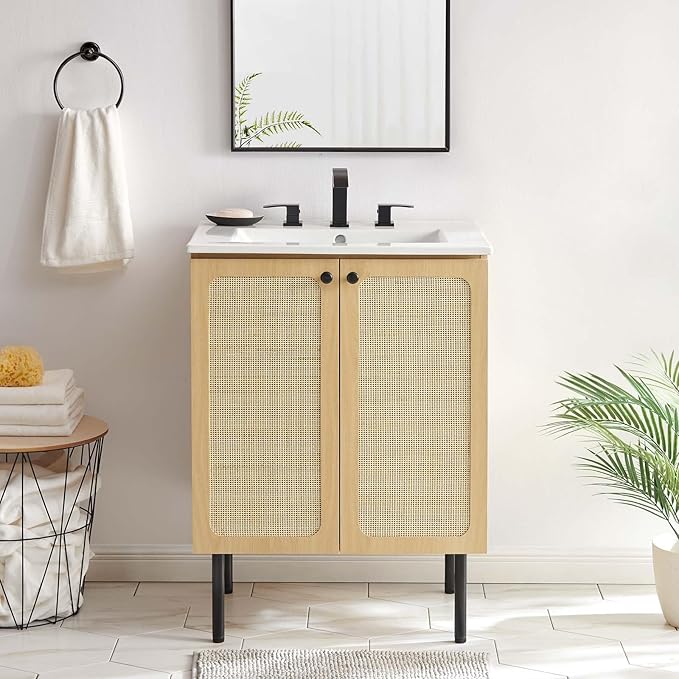 Modway EEI-6693-OAK-WHI Chaucer 24" Bathroom Vanity, Oak White