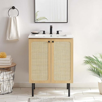 Modway EEI-6693-OAK-WHI Chaucer 24" Bathroom Vanity, Oak White