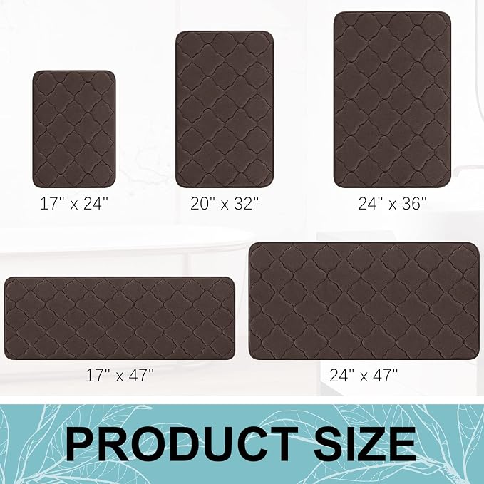 OLANLY Memory Foam Bath Mat Rug 47x24, Ultra Soft and Absorbent Bathroom Rugs, Non-Slip, Comfortable, Machine Washable Bath Carpet for Bathroom Floor, Tub, Shower and Home Decor Accessories, Brown
