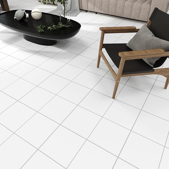 Lareko 20Sq.Ft White Marble Peel and Stick Vinyl Floor Tiles,20 Tiles - 12" x 12",Waterfproof and Self Adhesive Vinyl Sticker Tiles,Laminate Flooring for for Kichen,Bathroom,Dining Room(White)