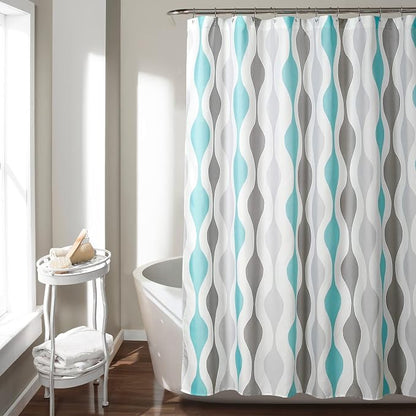 Lush Decor Mid Century Geo Shower Curtain, 72" x 72", Gold & Gray