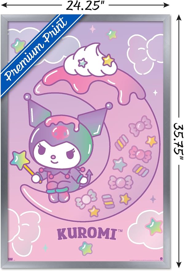 Hello Kitty and Friends: 24 Dreamland - Kuromi Wall Poster, 34L" x 22.4W", Silver Framed Version