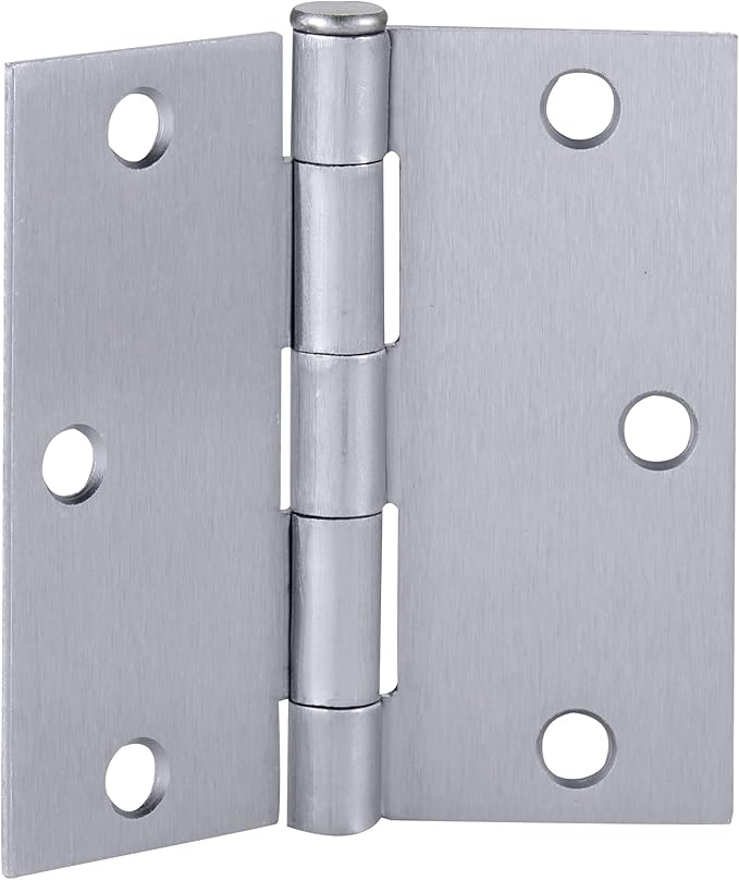 Design House 6-Pack Brushed Chrome Interior Door Hinges – 3.5-inch x 3.5-inch – Square Corner Radius Steel Door Hinge – Fits Standard Doors – Design House 185926