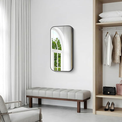 BONEWEI 20x36 inch Bathroom Mirror 2-Pack,Black Rectangle Mirror,Wall Mounted Bathroom Frame Vanity Mirror with Round Corner for Bedroom Living Room, Entryway Hangs Horizontal or Vertical