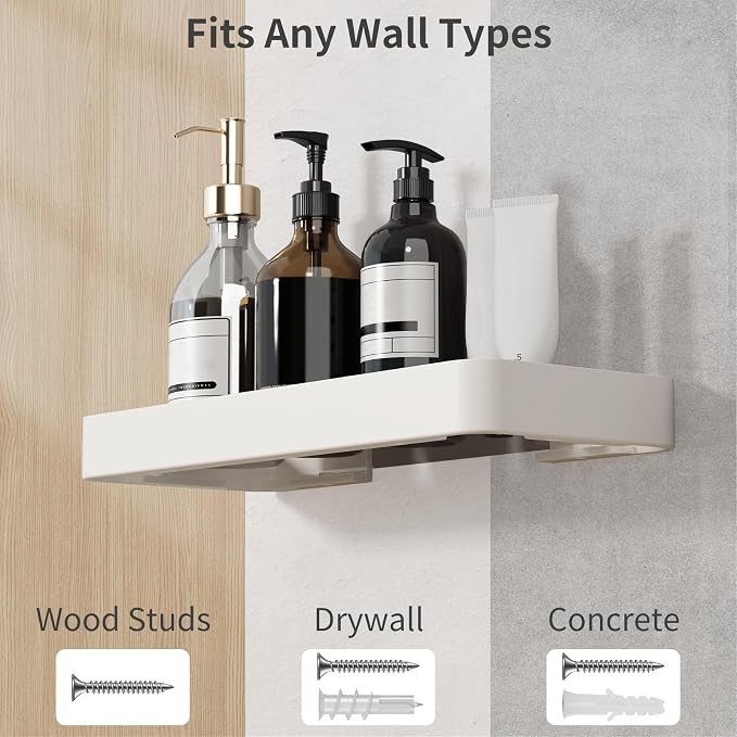 12-Inch Wall Shelf, Clear Tempered Glass with Matte White Aluminum Frame – Versatile Floating Bathroom Organizer