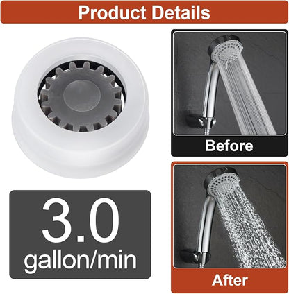 8Pcs Shower Flow Restrictor, Grey Water Flow Reducer Control Value | 3.0 GPM Shower Head Water Saver, Plastic, 0.56×0.54×0.21 in, Universal Size, 14mm Connector