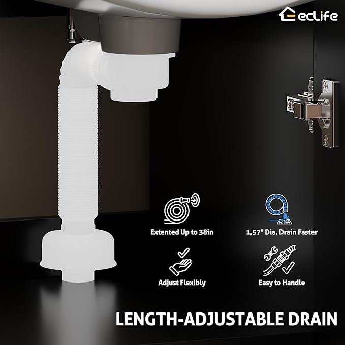 eclife 48" Bathroom Vanities with Sink Combo, Modern Thickened Wood Bathroom Storage Cabinet w/Undermount Single Sink, Matte Black Faucet Drain, Painted Surface, Black