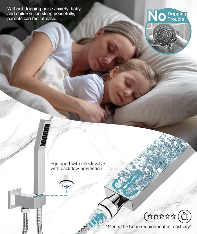 SR SUN RISE Shower Faucet Set & System - 10 Inch Rainfall Shower Head & Handle Set Wall Mounted Polished Chrome Solid Brass Valve Trim Kit Included