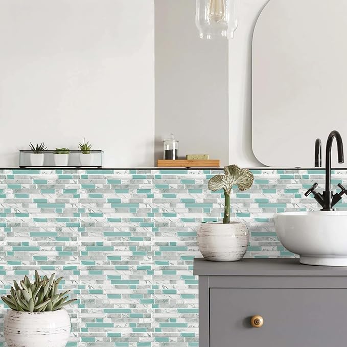 STICKGOO Peel and Stick Tile Backsplash for Kitchen, 12”×12”Stick on Backsplash, Self Adhesive Tile for Kitchen Backsplash and Bathroom(10 Sheets, Thicker Design)