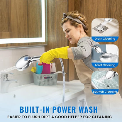 Filtered Shower Head with Handheld, High Pressure 9-Spray Modes Detachable Shower Head with Filter for Hard Water-Remove Chlorine & Impurities, Improve Skin & Hair Health, 2 Filters, Chrome