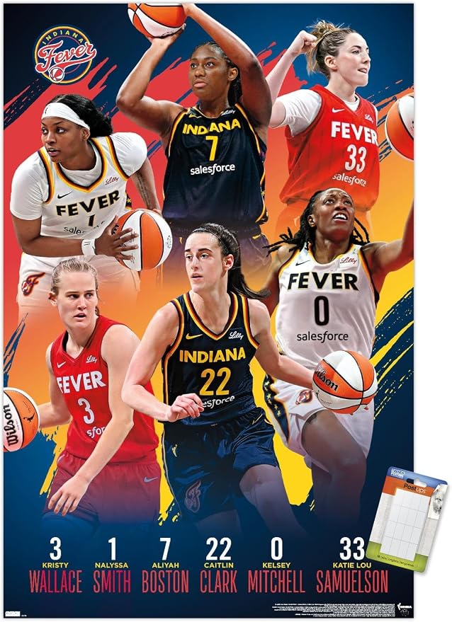 Trends International WNBA Indiana Fever -Team 24 Wall Poster, 34L x 22.4W, Premium Poster & Mount Bundle