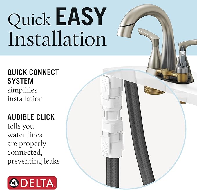 Delta Broadmoor Centerset Matte Black Bathroom Faucet with Sprayer, 4 Inch 3 Hole Bathroom Sink Faucet with Pull Out Sprayer, Push-Pop Drain, Matte Black 25765LF-BLPD