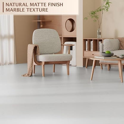 Peel and Stick Floor Tile, 20 PCS 12" x 12" Waterproof Marble Texture Luxury Vinyl Tiles, Easy DIY Self Adhesive Vinyl Flooring for Bathroom, Kitchen, Living Room, White Vein Marble