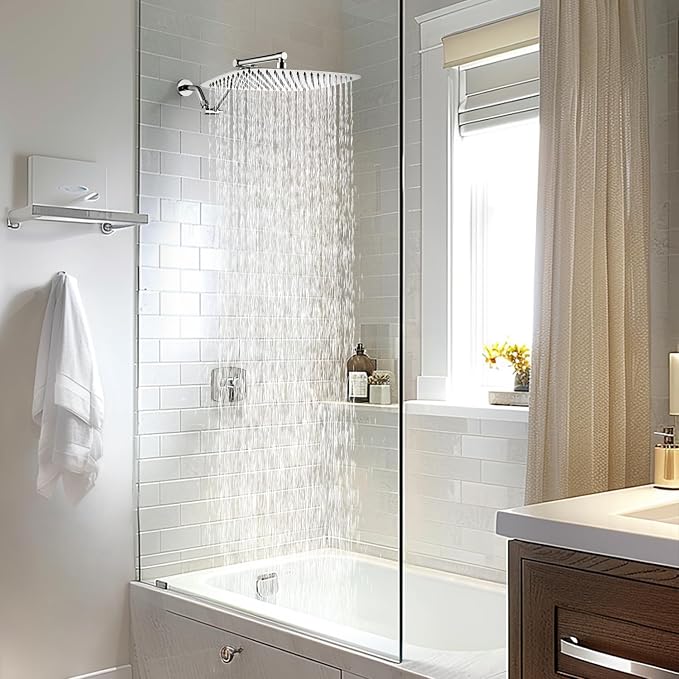 G-Promise 14 Inch All Metal Rain Shower Head with Extension Arm | Built to Last, Rust Resistant, Easy to Install, Adjustable, Full Body Coverage Large Rainfall Shower Head, Daily SPA