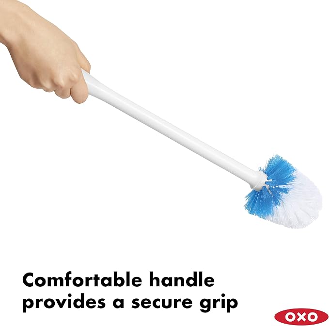 OXO Good Grips Compact Toilet Brush & Canister, Toilet Bowl Brush and Holder with Automatic Canister Door, Bathroom and Small Spaces Cleaning Supplies Essential (Pack of 6)