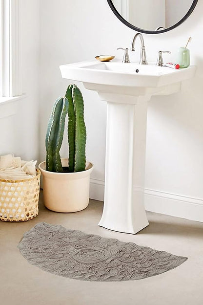 Home Weavers Bell Flower Collection 100% Cotton Tufted Bath Rugs, Extra Soft and Absorbent Bath Rugs, Non-Slip Bath Mats, Machine Washable, Bath Mats for Bathroom Floor, 17"x30" Slice Rug, Linen