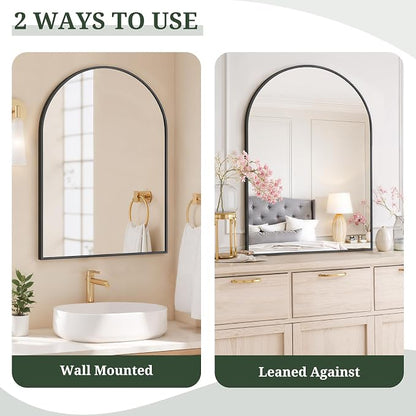 Arched Wall Mirror 40x30 Inch Black Bathroom Vanity Mirror with Metal Frame | Modern Arch Mirror for Bedroom, Living Room, Entryway, Wall Mounted Decorative Mirror