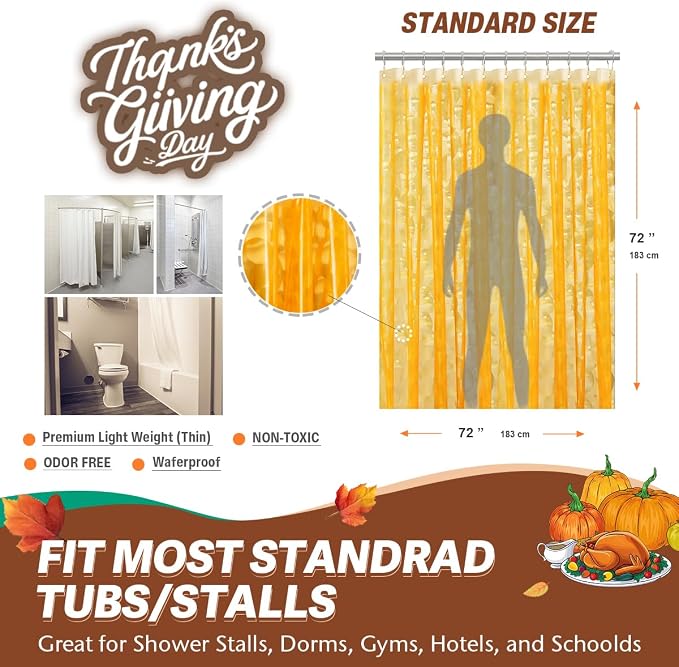 Ga-Geetopia Orange EVA 3D Water Cube Plastic Shower Curtain Liner - 72" x 72" Bathroom Shower Showroom Curtain Liner with Rustproof Metal Gromments and Weighted Magnet